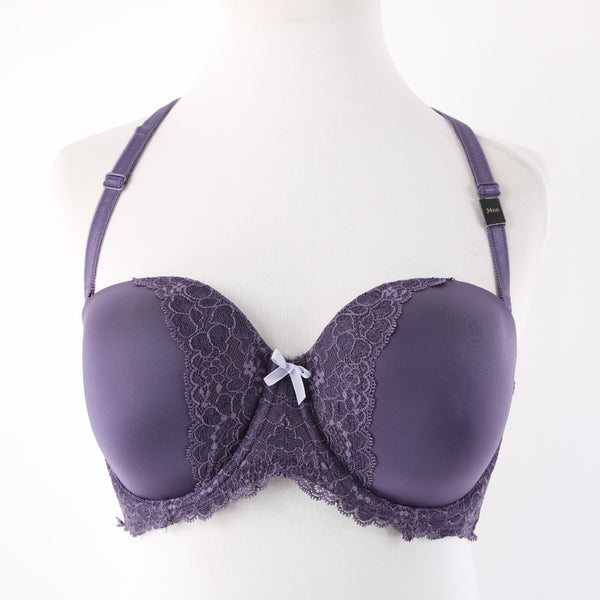 Victoria's Secret NEW Sz 34DD Purple Lace Trim Convertible Strap Nylon Blend Bra