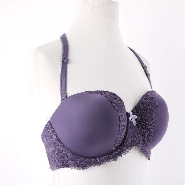 Victoria's Secret NEW Sz 34DD Purple Lace Trim Convertible Strap Nylon Blend Bra