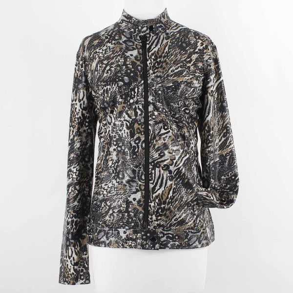 Sport Haley Sz M Animal Black Brown Polyester Spandex Jacket