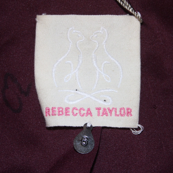 Rebecca Taylor Vest Sz 6 Burgundy Red Black Leather Details Zip Cotton Vest