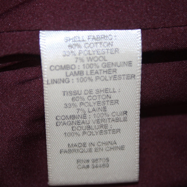 Rebecca Taylor Vest Sz 6 Burgundy Red Black Leather Details Zip Cotton Vest
