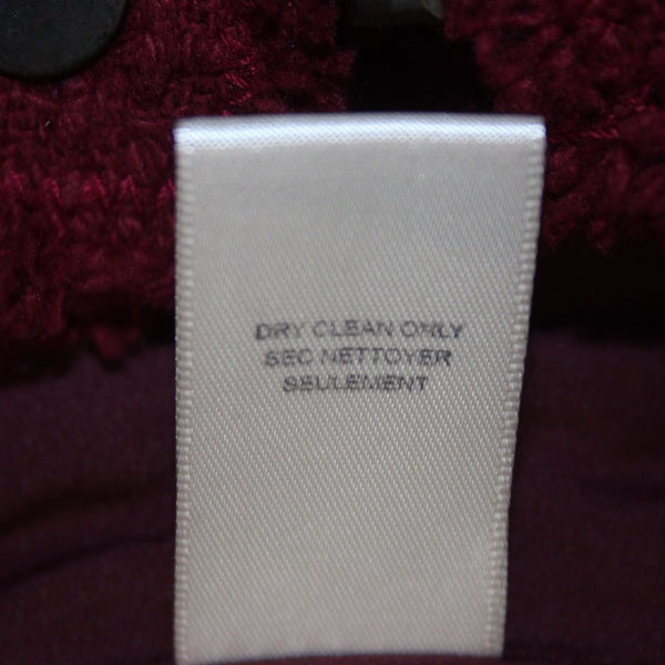 Rebecca Taylor Vest Sz 6 Burgundy Red Black Leather Details Zip Cotton Vest