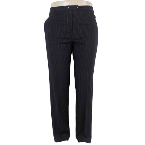 Haley Reserve Sz 14 X 32 Navy Blue Pinstripe Button Closure Rayon Wool Pant