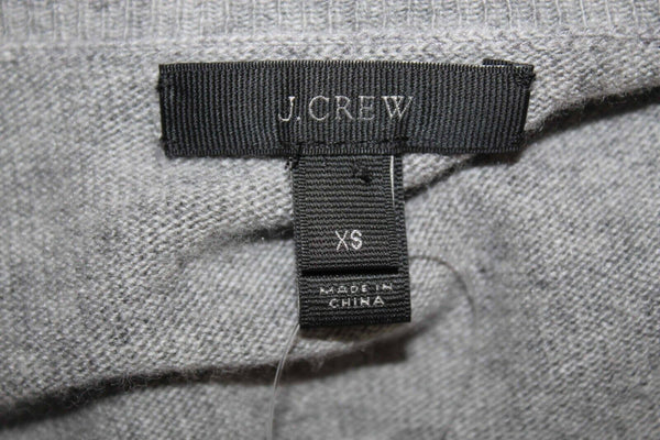 J Crew NEW $98 Sz XS Gray Ivory Pullover Lace Detail Wool Blend Sweater