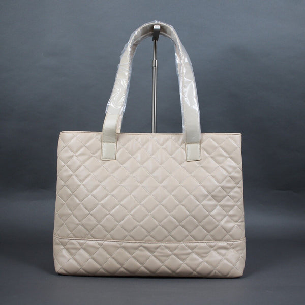 GiGi Hill NEW 16 x 13 x 6 Tan Pink Lining Quilted Inner Pockets Shoulder Purse