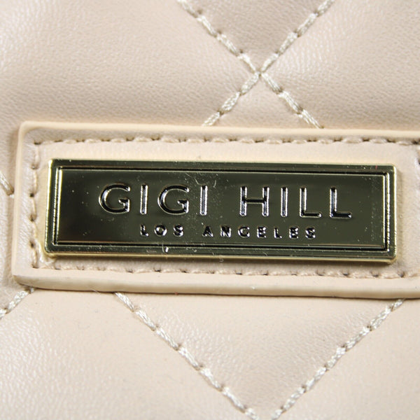 GiGi Hill NEW 16 x 13 x 6 Tan Pink Lining Quilted Inner Pockets Shoulder Purse