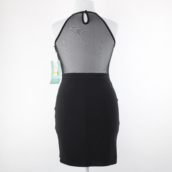 R & M Collection NEW $90 Sz 14 Black Nude Sheer Mesh Inserts Sequin Nylon Dress