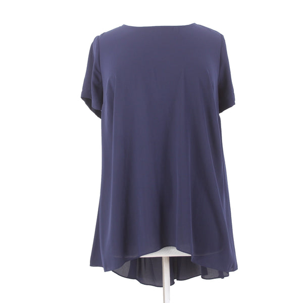 Vince Camuto Top NEW $89 Sz 1X Evening Navy Blue Asymmetrical Lined 100% Poly