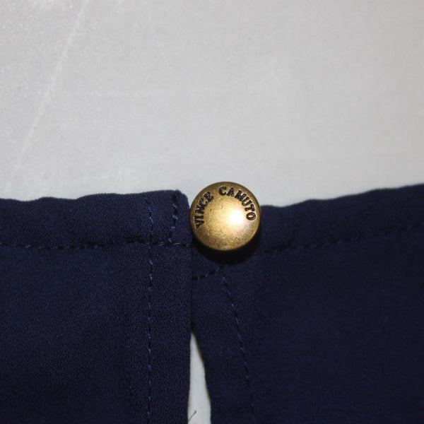 Vince Camuto Top NEW $89 Sz 1X Evening Navy Blue Asymmetrical Lined 100% Poly