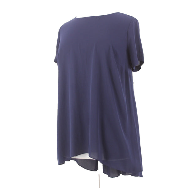 Vince Camuto Top NEW $89 Sz 1X Evening Navy Blue Asymmetrical Lined 100% Poly