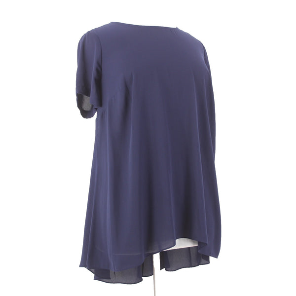 Vince Camuto Top NEW $89 Sz 1X Evening Navy Blue Asymmetrical Lined 100% Poly