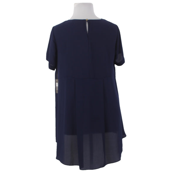 Vince Camuto Top NEW $89 Sz 1X Evening Navy Blue Asymmetrical Lined 100% Poly