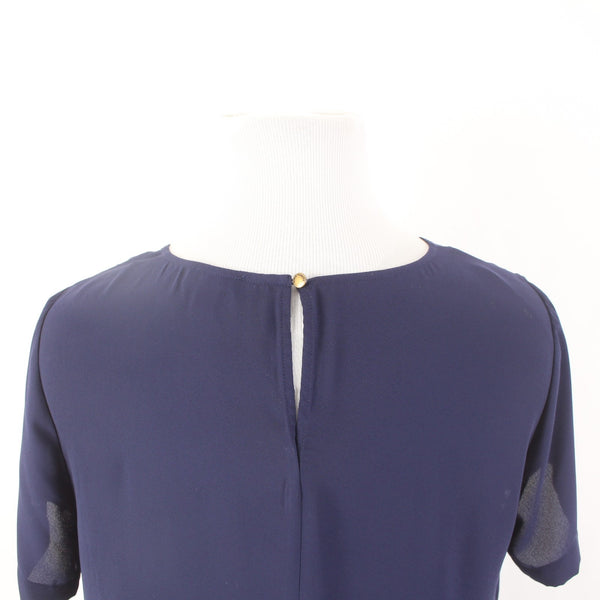 Vince Camuto Top NEW $89 Sz 1X Evening Navy Blue Asymmetrical Lined 100% Poly