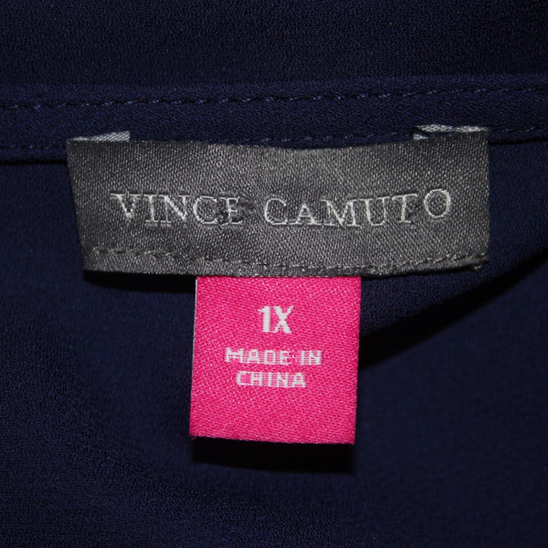 Vince Camuto Top NEW $89 Sz 1X Evening Navy Blue Asymmetrical Lined 100% Poly