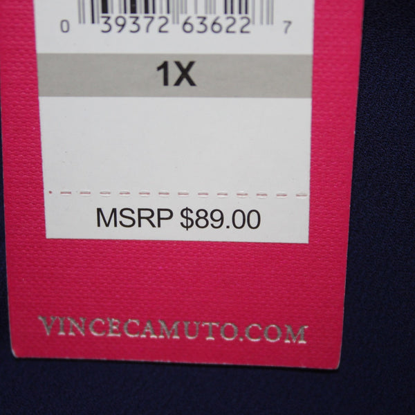 Vince Camuto Top NEW $89 Sz 1X Evening Navy Blue Asymmetrical Lined 100% Poly