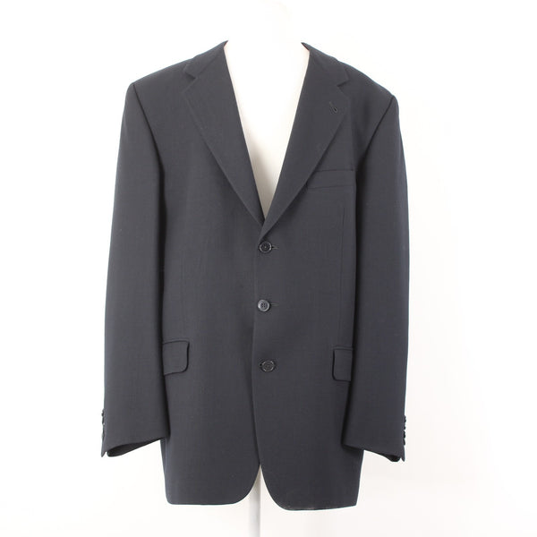 Joseph Abboud Sz 42L Navy Blue Textured 100% Wool 3 Button Lined Classic Blazer