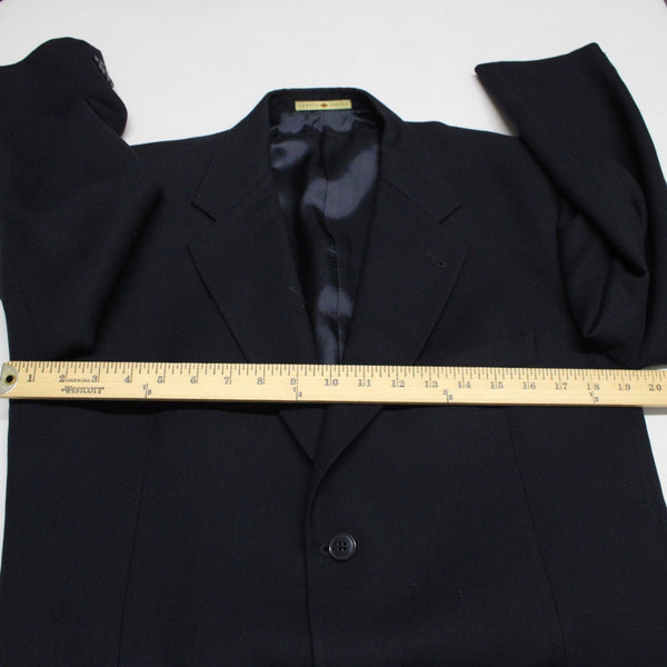 Joseph Abboud Sz 42L Navy Blue Textured 100% Wool 3 Button Lined Classic Blazer