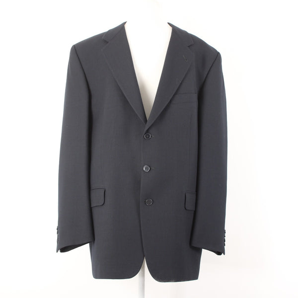 Joseph Abboud Sz 42L Navy Blue Textured 100% Wool 3 Button Lined Classic Blazer