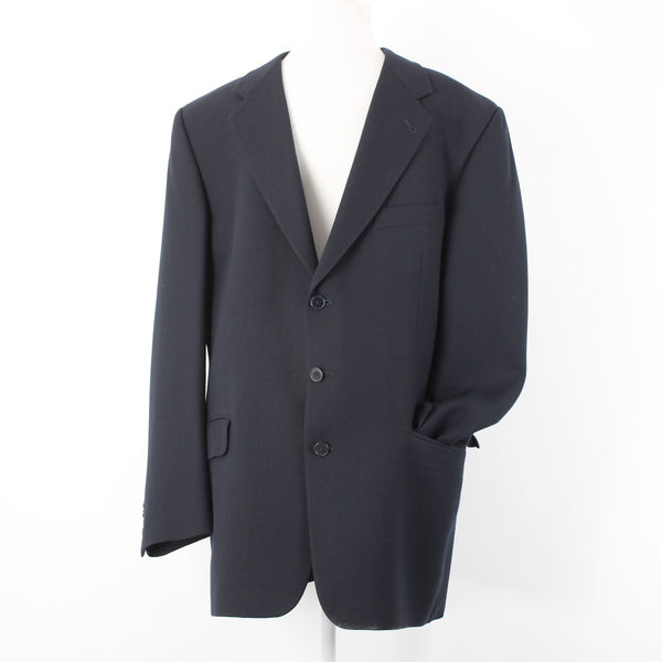 Joseph Abboud Sz 42L Navy Blue Textured 100% Wool 3 Button Lined Classic Blazer