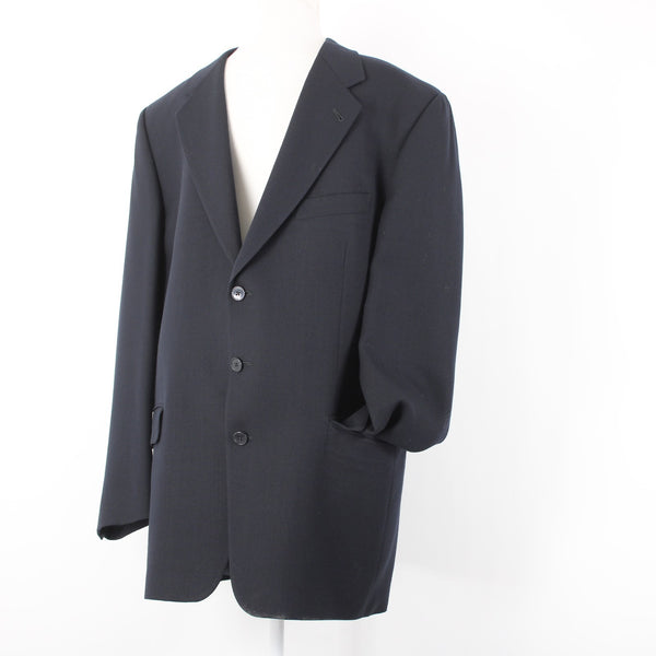Joseph Abboud Sz 42L Navy Blue Textured 100% Wool 3 Button Lined Classic Blazer