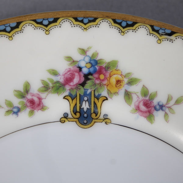 Noritake Plate Romeo White Black Multi Color Floral Painted 6.25" Plate