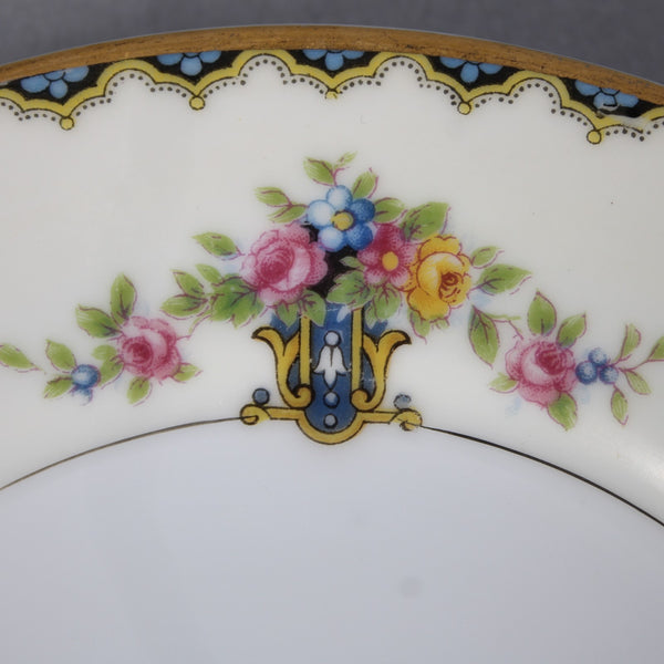 Noritake Plate Romeo White Black Multi Color Floral Painted 6.25" Plate