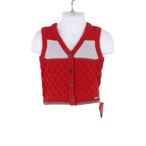 Kanz NEW Sz 3 Month Red Gray Button Down Knit Cotton Blend Vest