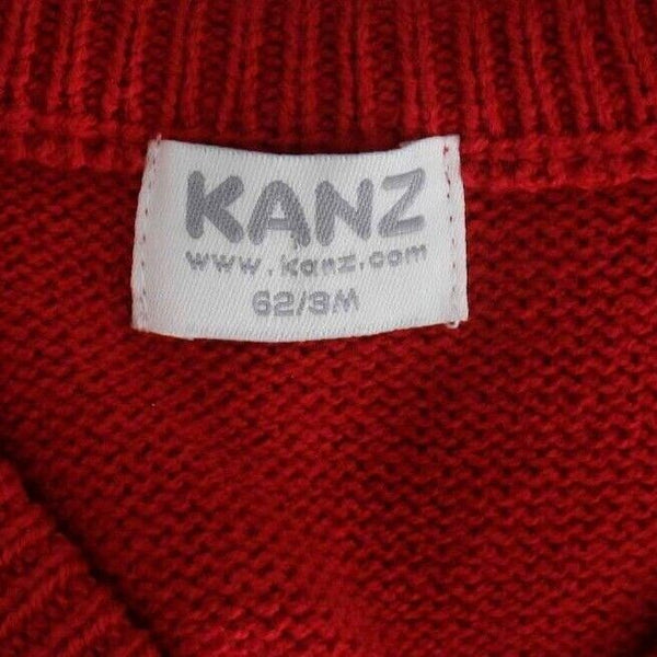 Kanz NEW Sz 3 Month Red Gray Button Down Knit Cotton Blend Vest