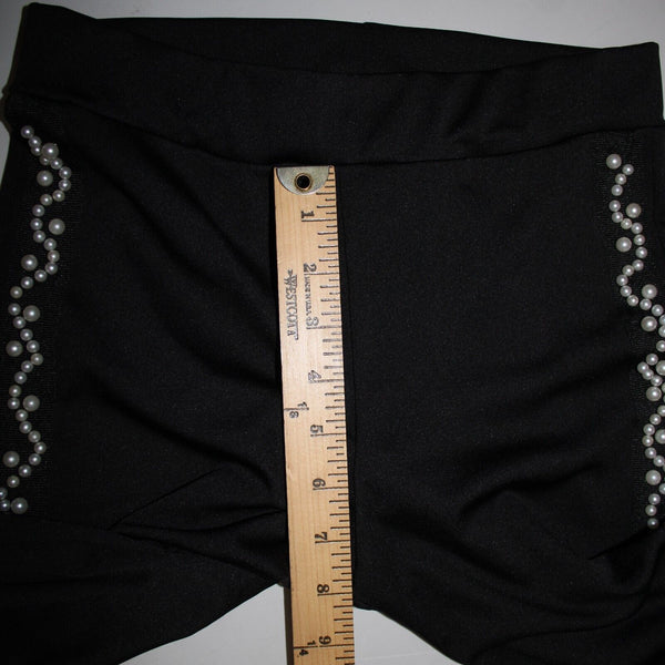 Amor Mio Sz S x 30 Black Faux Pearls Skinny Ankle Polyester Spandex Pants