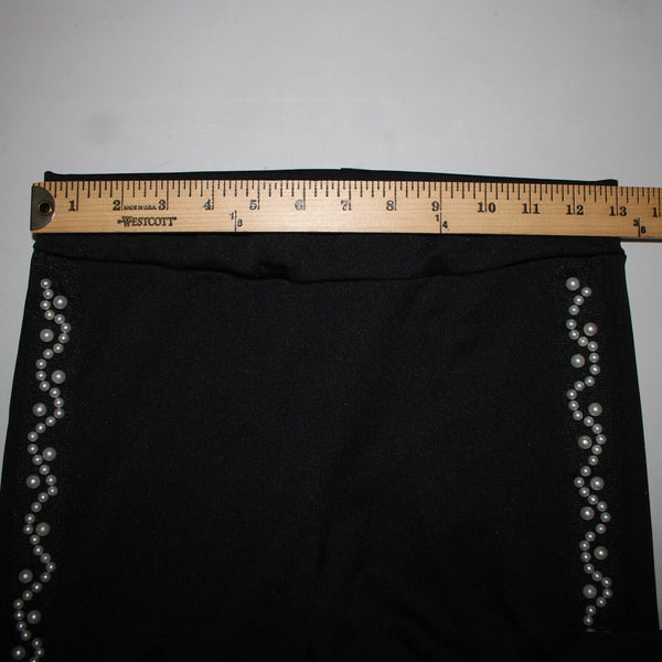 Amor Mio Sz S x 30 Black Faux Pearls Skinny Ankle Polyester Spandex Pants