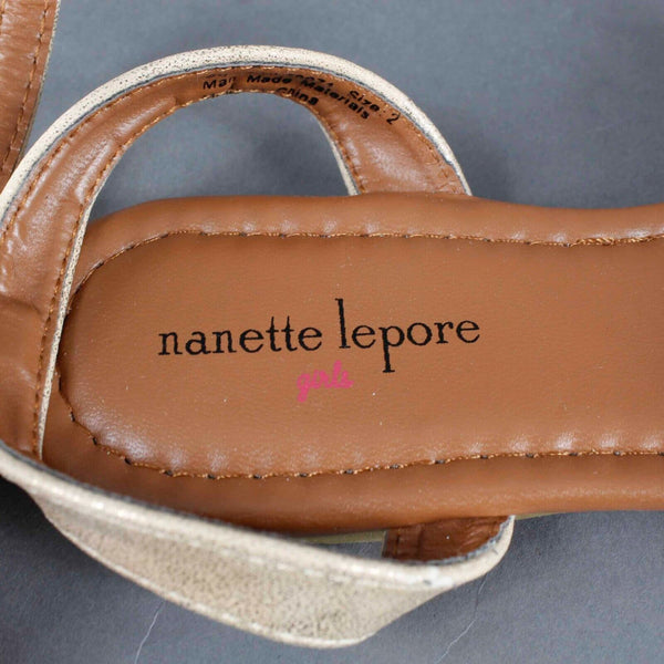 Nanette Lepore Sz 2 Girls Gold Champagne Man Made Materials Sandals
