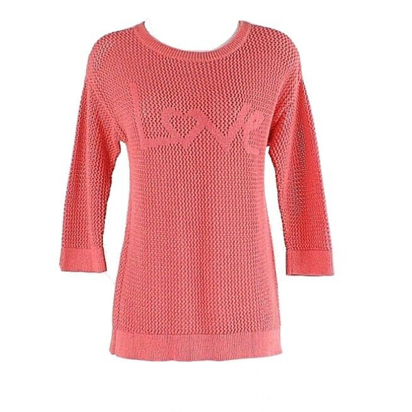 Xhilaration LOVE XL 14/16 Coral Metallic Open Weave Cotton Poly Sweater Top