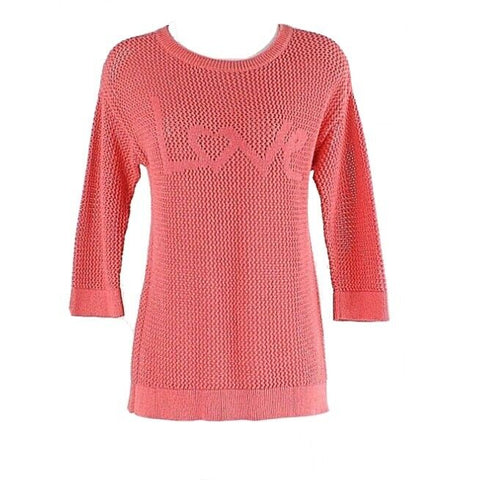 Xhilaration LOVE XL 14/16 Coral Metallic Open Weave Cotton Poly Sweater Top