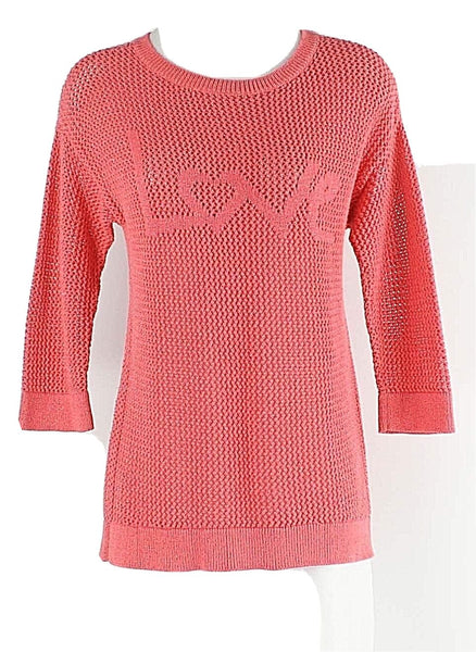 Xhilaration LOVE XL 14/16 Coral Metallic Open Weave Cotton Poly Sweater Top