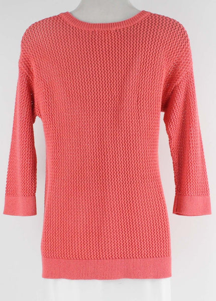 Xhilaration LOVE XL 14/16 Coral Metallic Open Weave Cotton Poly Sweater Top