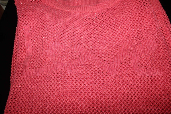 Xhilaration LOVE XL 14/16 Coral Metallic Open Weave Cotton Poly Sweater Top