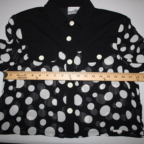 Joseph Ribkoff Sz M Black White Sheer Polka Dot Crop  No Fabric Label Top