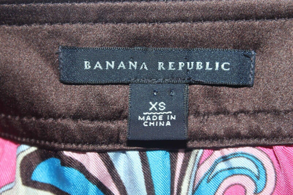 Banana Republic Sz XS Pink Brown Multi Belted Pockets 100% Silk Tunic Dress