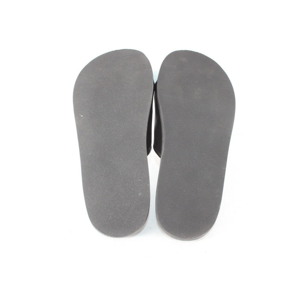 Joan Oloff Sandal Sz 9 M Black Slip On Leather Rubber Sandals