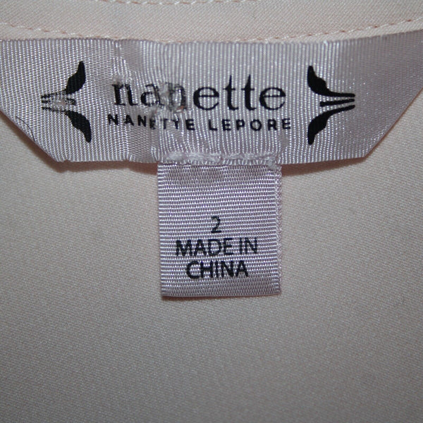 Nanette Lepore Sz 2 Light Pink Ruffle Bodice Cold Shoulder Poly Spandex Dress