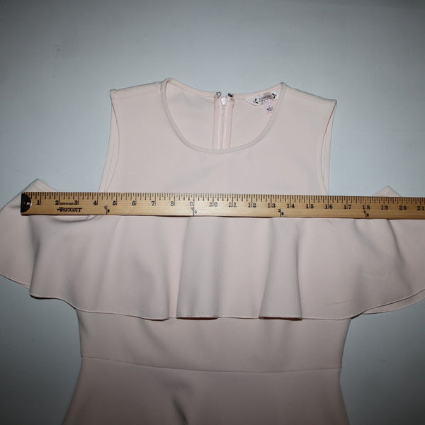 Nanette Lepore Sz 2 Light Pink Ruffle Bodice Cold Shoulder Poly Spandex Dress
