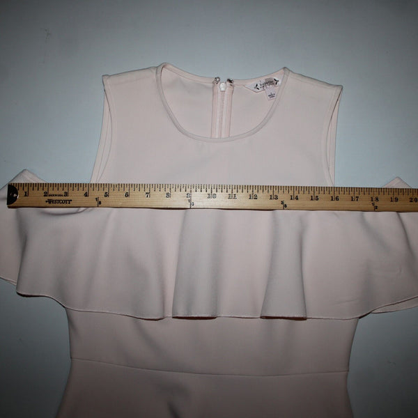 Nanette Lepore Sz 2 Light Pink Ruffle Bodice Cold Shoulder Poly Spandex Dress