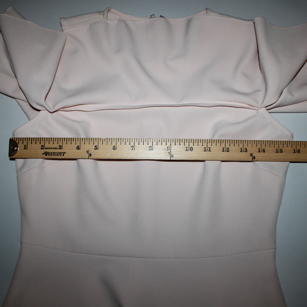 Nanette Lepore Sz 2 Light Pink Ruffle Bodice Cold Shoulder Poly Spandex Dress