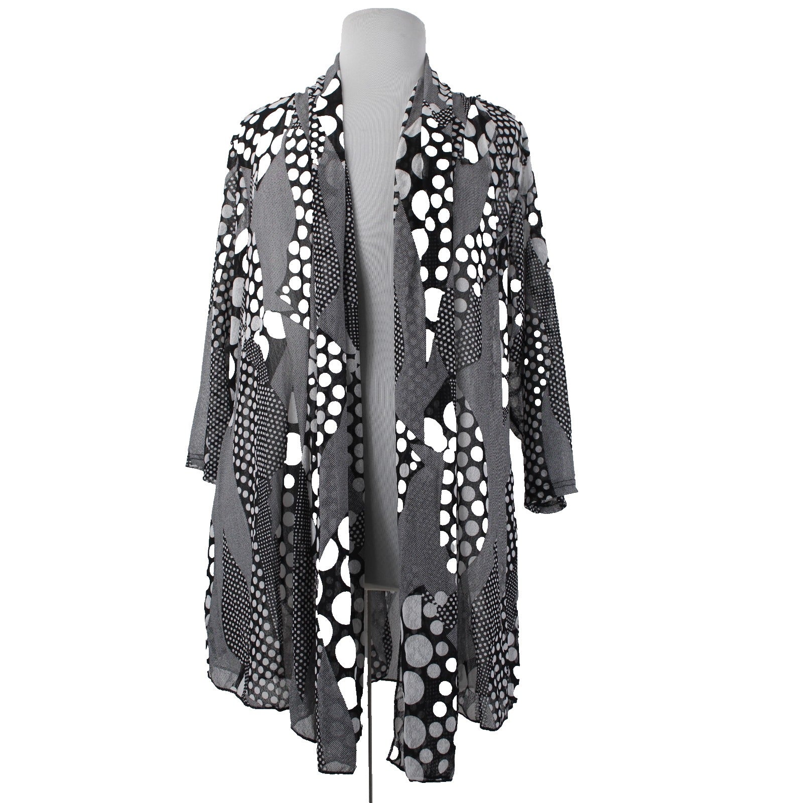 Mirror Image Wrap NEW $60 Sz 3x Black White Polka Dots Sheer Poly Spandex Wrap