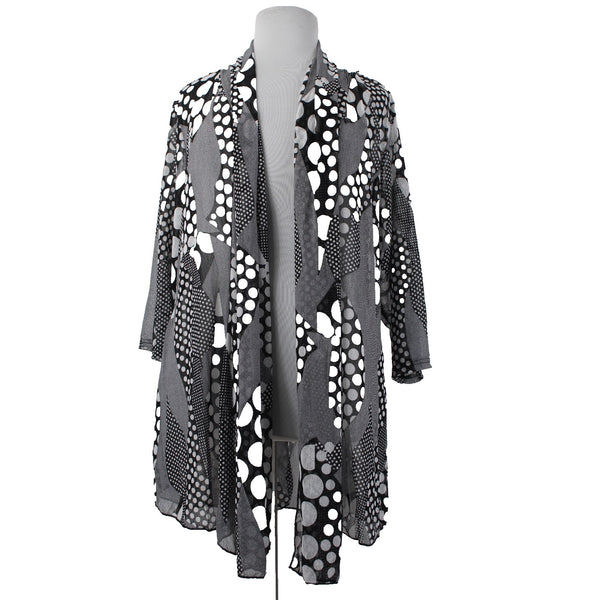 Mirror Image Wrap NEW $60 Sz 3x Black White Polka Dots Sheer Poly Spandex Wrap