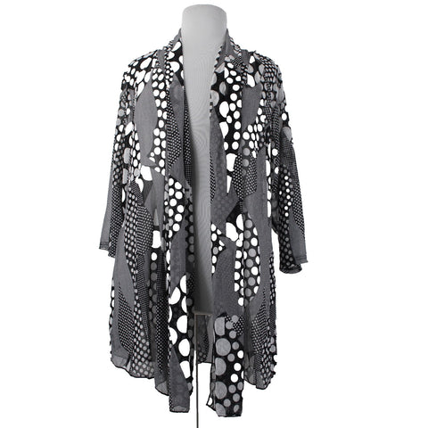 Mirror Image Wrap NEW $60 Sz 3x Black White Polka Dots Sheer Poly Spandex Wrap