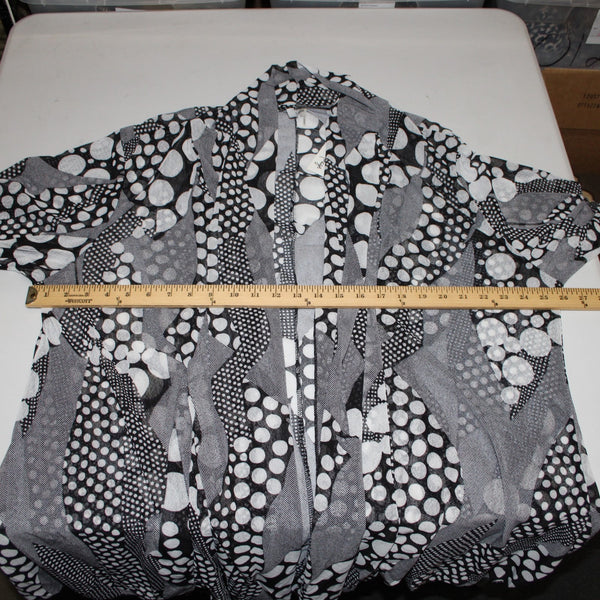 Mirror Image Wrap NEW $60 Sz 3x Black White Polka Dots Sheer Poly Spandex Wrap