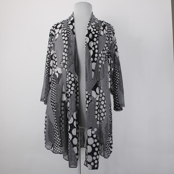 Mirror Image Wrap NEW $60 Sz 3x Black White Polka Dots Sheer Poly Spandex Wrap