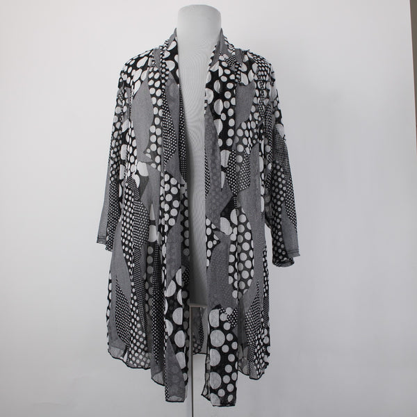 Mirror Image Wrap NEW $60 Sz 3x Black White Polka Dots Sheer Poly Spandex Wrap