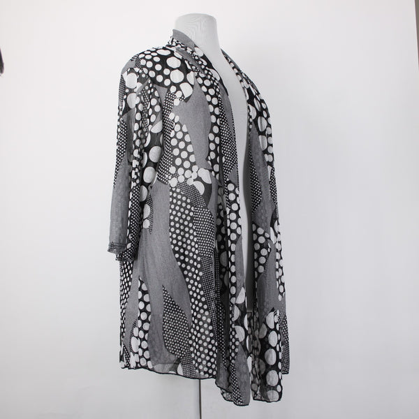 Mirror Image Wrap NEW $60 Sz 3x Black White Polka Dots Sheer Poly Spandex Wrap